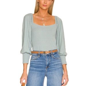 Nation LTD Iona Smocked Renaissance Tee in Dusty Blue Large